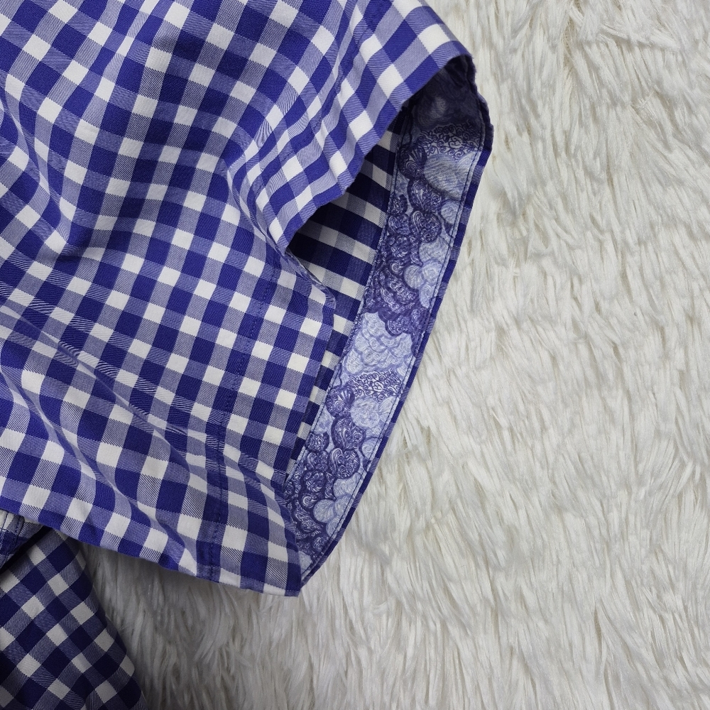 Robert Graham Purple‎ Gingham SS Button Up Shirt 3XL Preppy Spring Vibes Party - Picture 3 of 9